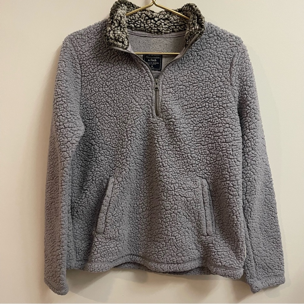 A&F Teddy Pocket Pullover 1/4 zip Sweater Medium
